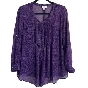 Motherhood Maternity Sheer Purple Polka Dot Blouse with Built-In Camisole Size M